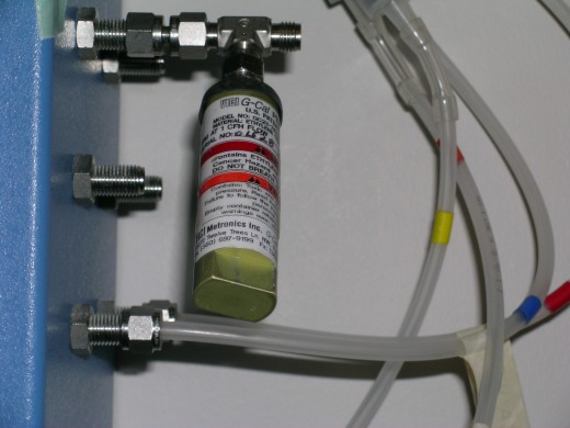 Close-up of perm tube on EtO system inlet