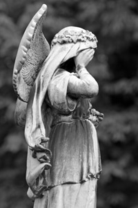 Angel weeping over public health crisis
